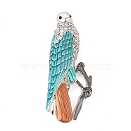 Bird Zinc Alloy Rhinestone Pins, Enamel Brooches for Backpack Clothes, Colorful, 35x27.5mm(JEWB-S027-03P-B)