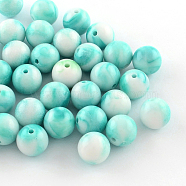 Opaque Acrylic Beads, Round, Turquoise, 12mm, Hole: 2mm, about 520pcs/500g(SACR-R853-12mm-213)
