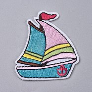 Computerized Embroidery Cloth Iron on/Sew on Patches, Costume Accessories, Appliques, for Backpacks, Clothes, Ship, Colorful, 58x49x1.5mm(DIY-G015-37)