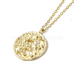 Brass Micro Pave Clear Cubic Zirconia Pendants Necklaces, 201 Stainless Steel Cable Chain Necklaces, Real 18K Gold Plated, Round, 15.91 inch(40.4cm)(NJEW-K269-03A-G)