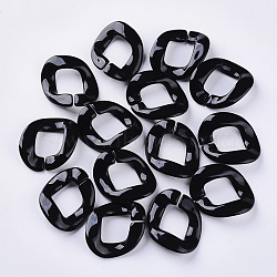 Opaque Acrylic Linking Rings, For Curb Chains Making, Twist, Black, 40x33~34x10mm, Inner Diameter: 23x16~17mm, about 140pcs/500g(SACR-N007-06A)