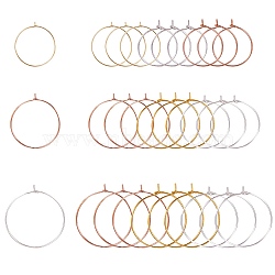 Brass Wine Glass Charm Rings, Hoop Earrings Findings, Mixed Color, 20x0.8mm, 20pcs/color, 60pcs/set(KK-PH0035-15)