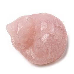 Natural Rose Quartz Display Decorations, Reiki Energy Stone Figurine, Sleeping Cat, 33.5x39x23.5mm(DJEW-PW0009-009D)