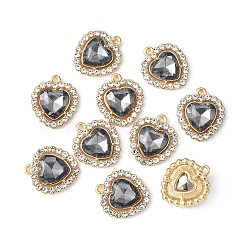 Alloy Rhinestone Charms, Heart, Light Gold, Tanzanite, 18x16x5mm, Hole: 1.4mm(ALRI-YW0001-01I)