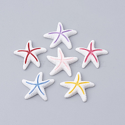 Resin Cabochons, Starfish/Sea Stars, Mixed Color, 16x16x4mm(CRES-N007-12-A)