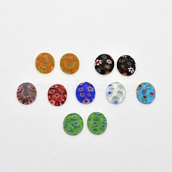 Oval Lampwork Cabochons, Mixed Color, 8x6x2mm(X-LK-F007-6x8mm-M)