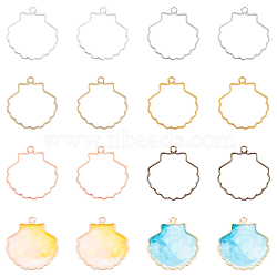 Olycraft 6 Colors Alloy Open Back Bezel Pendants, For DIY UV Resin, Epoxy Resin, Pressed Flower Jewelry, Shell Shape, Mixed Color, 40x39mm, 6 colors, 4pcs/color, 24pcs/box(PALLOY-OC0002-04-RS)