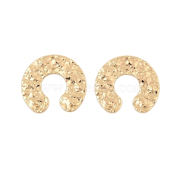 Brass Textured Horseshoe Chandelier Component Links, Real 18K Gold Plated, 23x26x1mm, Hole: 0.9mm(KK-L223-013G)