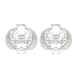 Non-Tarnish 304 Stainless Steel Bat Hoop Earrings for Women, Stainless Steel Color, 54x53x1~2mm(EJEW-R156-08P)