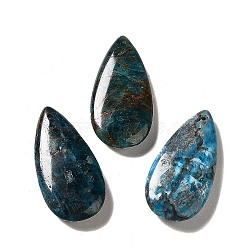 Natural Apatite Pendants, Teardrop Charm, 39~39.5x19~19.5x6.5~7mm, Hole: 1.2mm(G-F731-04B)