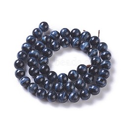Natural Tiger Eye Beads Strands, Round, 8mm, Hole: 1mm, about 49~51pcs/strand, 15.3 inch~15.75 inch(39~40cm)(G-P428-01A-8mm)
