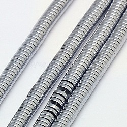 Electroplate Non-magnetic Synthetic Hematite Beads Strands, Heishi Beads, Flat Round/Disc, Grade A, Platinum Plated, 2x1mm, Hole: 1mm, about 400pcs/strand, 16 inch(X-G-J164A-2mm-04)