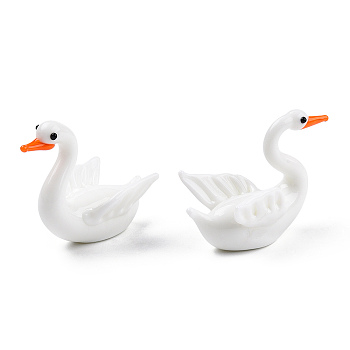 Handmade Lampwork Home Decorations, 3D Swan Ornaments for Gift, White, 55.5~57x33.5~35.5x44~48.5mm