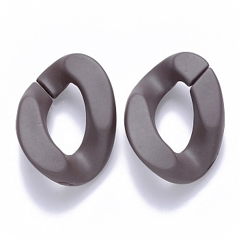 Opaque Spray Painted Acrylic Linking Rings, Quick Link Connectors, for Curb Chains Making, Twist, Coconut Brown, 30x21x6mm, Inner Diameter: 16x8mm