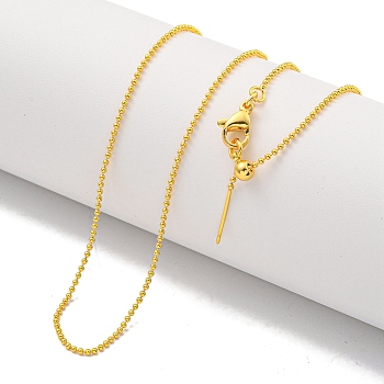 Brass Ball Chain Necklaces for Women, Real 18K Gold Plated, 17.72 inch(450mm)