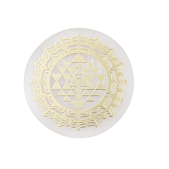 Flat Round Natural Selenite Slice Coasters, Reiki Stone for Chakra Balance, Crystal Healing , Triangle, 59.5~64x6.5~8mm