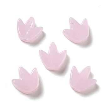 Glass Beads, Tulip Flower, Pearl Pink, 16x16x5.5~6mm, Hole: 2mm