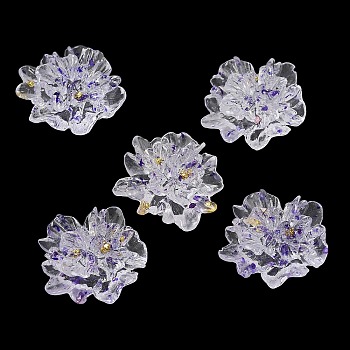 Transparent Resin Cabochons, Flower, Mauve, 23x24.5x11mm