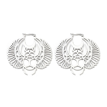 304 Stainless Steel Bat Hoop Earrings for Women, Stainless Steel Color, 54x53x1~2mm