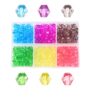 Transparent Acrylic Beads, Bicone, Mixed Color, 6x5.5mm, Hole: 2mm, 360pcs/box