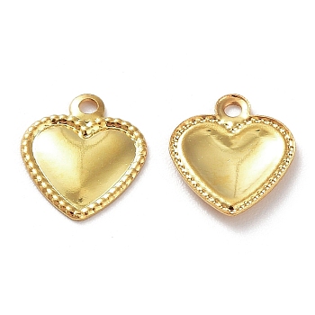201 Stainless Steel Charms, Heart Charm, Golden, 9.5x8x0.8mm, Hole: 1mm