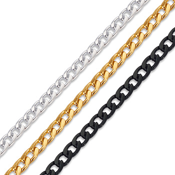 Yilisi 6M 3 Colors Oxidated Aluminium Twisted Chains, Curb Chains, Diamond Cut Chains, Unwelded, Lead Free and Nickel Free, Mixed Color, 12x7x2mm, 6.58 Feet(2m)/color