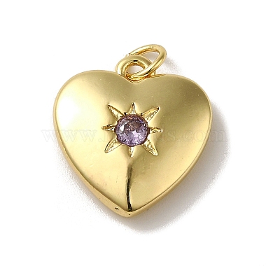 Real 18K Gold Plated Purple Heart Alloy+Cubic Zirconia Pendants