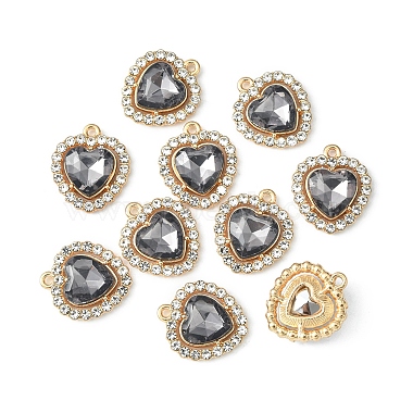 Light Gold Heart Alloy+Rhinestone Charms