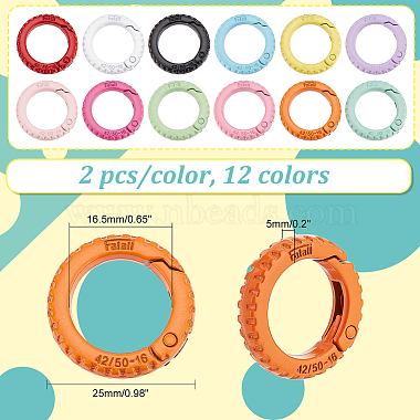Elite 24Pcs 12 Colors Zinc Alloy Spring Gate Rings(FIND-PH0017-35)-2