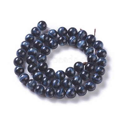8mm PrussianBlue Round Tiger Eye Beads