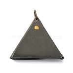 Foldable Mini PU Leater Storage Case, with Iron Loop & Nails, Triangle, for Change, Earphone, Key, Coffee, 113x108x6mm(AJEW-WH0291-59B)