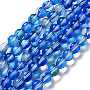 Synthetic Moonstone Beads Strands, Round, Blue, 6mm, Hole: 1mm, about 31pcs/strand, 7.20 inch(18.3cm)(G-P528-J01-18)