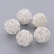 Iron Wire Beads, Round, Silver Color Plated, about 20mm in diameter(X-E403-S)