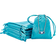 Faux Suede Packing Pouches, Drawstring Bags, Light Sea Green, 9.6x8cm(TP-WH0007-05B)