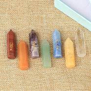 7Pcs Natural Gemstone Display Decoration, Healing Stone Wands, for Reiki Chakra Meditation Therapy Decos, Hexagon Prism, 40.4x12mm(WG25181-01)