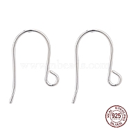 Sterling Silver Earring Hooks, Silver, 16x10mm, Hole: 2mm, Pin: 0.7mm(X-STER-G011-19)