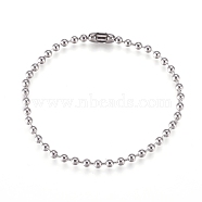 304 Stainless Steel Ball Chain Bracelets, Tag Chain, Stainless Steel Color, 7-3/8 inch(18.7cm)(X-STAS-D233-01P)