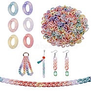 1200Pcs 6 Colors Spray Painted Acrylic Linking Rings, Rubberized Style, Quick Link Connectors, for Curb Chains Making, Twist, Mixed Color, 16x11.5x3mm, Inner Diameter: 8X4.5mm, 200pcs/color(MACR-SZ0001-65)