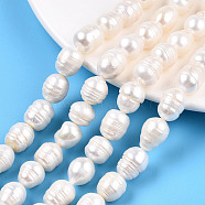 Natural Cultured Freshwater Pearl Beads Strands, Baroque Keshi Pearl Rice Beads, Seashell Color, 10~16x11~12mm, Hole: 0.7~0.8mm, about 27~28pcs/strand, 13.98 inch(35.5cm)(PEAR-N012-11A)