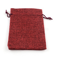 Burlap Packing Pouches Drawstring Bags, Dark Red, 20x15cm(ABAG-Q050-15x20-06)