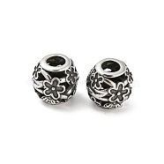 316 Surgical Stainless Steel  Beads, Flower, Antique Silver, 10.5x10mm, Hole: 4mm(STAS-Q304-33AS)