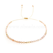Natural Sunstone & Glass Seed Braided Bead Bracelets, Adjustable Bracelet, Misty Rose, No Size
(HR1333-7)