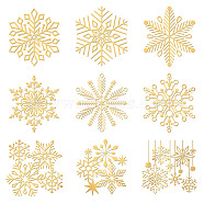 Nickel Decoration Stickers, Metal Resin Filler, Epoxy Resin & UV Resin Craft Filling Material, Winter Theme, Snowflake Pattern, 40x40mm, 9 style, 1pc/style, 9pcs/set(DIY-WH0450-027)
