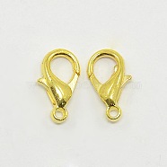 Zinc Alloy Lobster Claw Clasps, Parrot Trigger Clasps, Cadmium Free & Lead Free, Golden, about  12.5mm long, 7mm wide, 3mm thick, hole: 1.5mm(E502Y-G)
