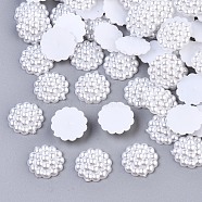 ABS Plastic Imitation Pearl Cabochons, Flower, White, 13x4mm, about 1000pcs/bag(SACR-R858-Z9)