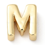 Rack Plating Brass Slide Charms, Cadmium Free & Lead Free, Real 18K Gold Plated, Letter, Letter M, 7.5x6.5x3.5mm, Hole: 1.4mm(KK-M254-15G-M)