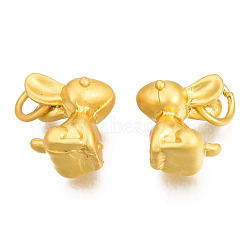 Alloy Charms, with Jump Rings, Matte Style, Cadmium Free & Lead Free, Rabbit, Matte Gold Color, 12x8x11mm, Jump Ring: 6x1mm, 4mm inner diameter(KK-N238-050)