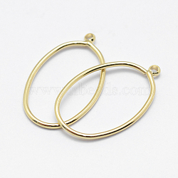 Brass Pendants, Long-Lasting Plated, Real Gold Plated, Nickel Free, Open Teardrop, Real 18K Gold Plated, 19.5x12x1mm, Hole: 1.5mm(KK-F727-24G-NF)