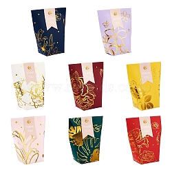 Spritewelry 40Sets 8 Colors Rectangle Paper Flip Gift Bags, with Alloy Clasps, Shopping Bags, Flower Pattern, Mixed Color, 10.2x5.05x12cm, 5sets/color(CON-FW0001-05)