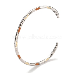 Brass Enamel Cuff Bangles for Women, Platinum, Heart, Inner Diameter: 2x2-1/4 inch(5x5.55cm)(BJEW-G703-08B-P)